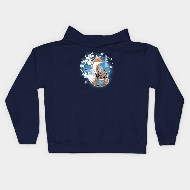 Japanese fox Kids Hoodie by IlonaHibernis